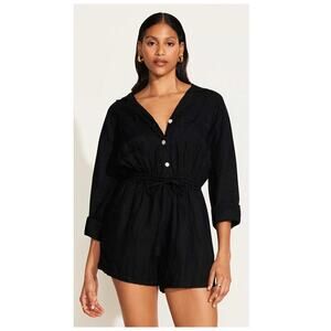Vitamin A The Getaway Romper - Black EcoLinen Size Large